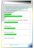 Gestational Diabetes Questions with   Correct Answers  for Specific Exam  Mail supergrades12&commat;gmail&period;com