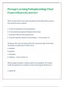 Portage Learning Pathophysiology Final Exam with precise answers