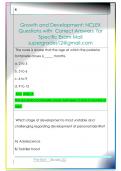 Growth and Development&colon; NCLEX  Questions with  Correct Answers  for  Specific Exam Mail  supergrades12&commat;gmail&period;com