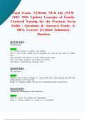 Final Exam&colon; NUR166&sol; NUR 166 &lpar;NEW 2025&sol; 2026 Update&rpar; Concepts of Family-Centered Nursing for the Practical Nurse Guide &vert; Questions & Answers&vert; Grade A&vert; 100&percnt; Correct &lpar;Verified Solutions&rpar;- Hondros