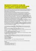 MICROSOFT WINDOWS 10 &lpar;MD-100&rpar; CERTIFICATION EXAM QUESTIONS WITH ALL CORRECT & VERIFIED ANSWERS 
