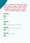 Exam 1&colon; NUR180&sol; NUR 180 &lpar;NEW 2025&sol; 2026 Update&rpar; Concepts of Mental Health Nursing for the Practical Nurse Guide &vert; Questions & Answers&vert; Grade A&vert; 100&percnt; Correct &lpar;Verified Solutions&rpar;- Hondros