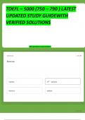 TOEFL &ndash; 5000 &lpar;750 &ndash; 790 &rpar; LATEST UPDATED STUDY GUIDE WITH VERIFIED SOLUTIONS