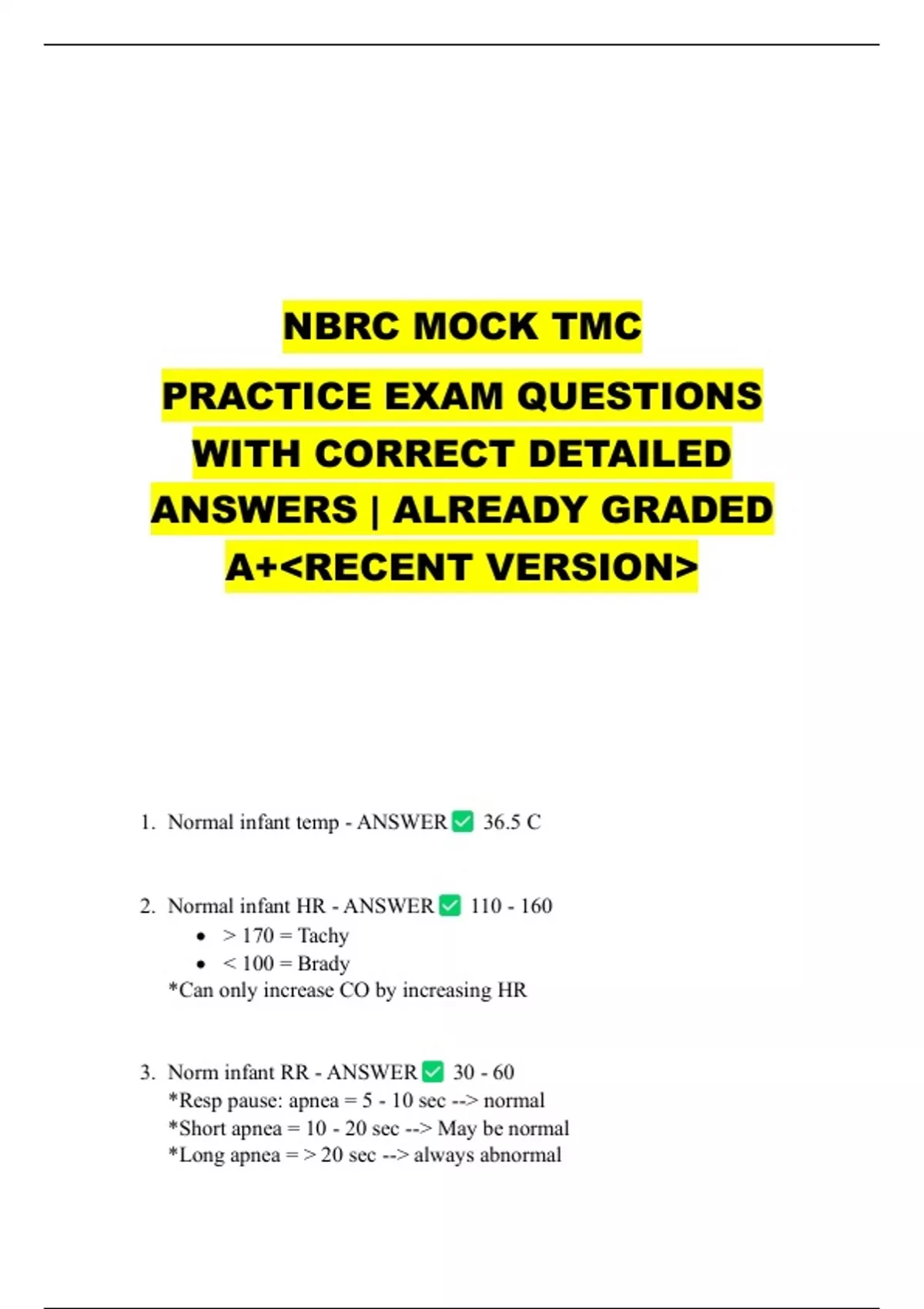 NBRC MOCK TMC PRACTICE EXAM QUESTIONS WITH CORRECT DETAILED ANSWERS ...