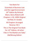Solutions Manual with Test Bank for Essentials of Business Law and the Legal Environment 14th Edition By Richard Mann&comma; Barry Roberts