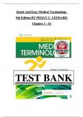 TEST BANK For Quick and Easy Medical Terminology 9th Edition By Peggy C&period; Leonard Verified Chapter's 1 - 15 Complete