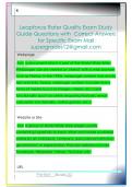 Leapforce Rater Quality Exam Study  Guide Questions with  Correct Answers   for Specific Exam Mail  supergrades12&commat;gmail&period;com