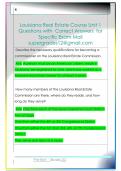 Louisiana Real Estate Course Unit 1  Questions with  Correct Answers  for  Specific Exam Mail  supergrades12&commat;gmail&period;com 