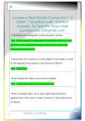 Louisiana Real Estate Course Unit 1-3  Exam 1 Questions with  Correct  Answers  for Specific Exam Mail  supergrades12&commat;gmail&period;com