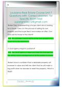 Louisiana Real Estate Course Unit 7  Questions with  Correct Answers  for  Specific Exam Mail  supergrades12&commat;gmail&period;com