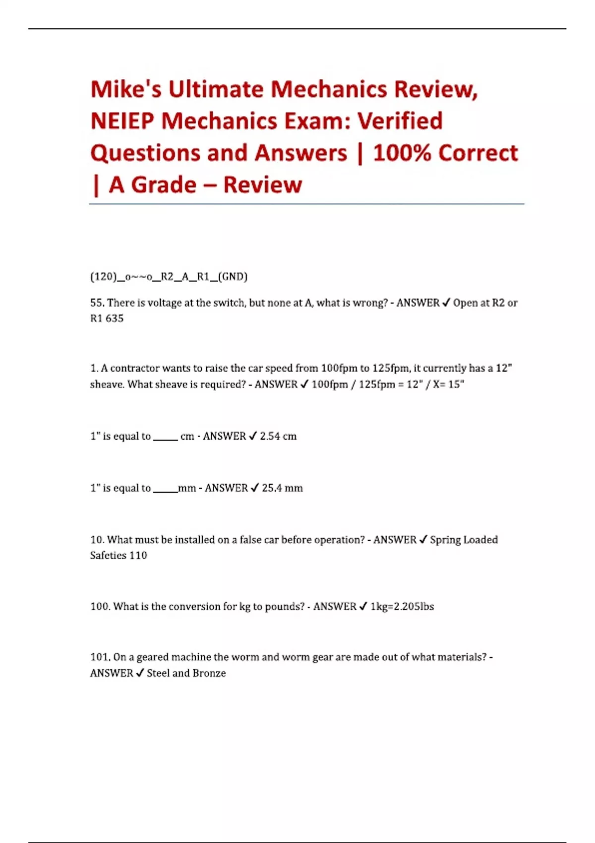 Mike's Ultimate Mechanics Review, NEIEP Mechanics Exam: Verified ...