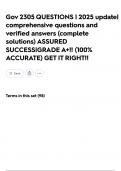 Gov 2305 QUESTIONS &vert; 2025 update&vert; comprehensive questions and verified answers &lpar;complete solutions&rpar; ASSURED SUCCESS&vert;GRADE A&plus;&excl;&excl; &lpar;100&percnt; ACCURATE&rpar; GET IT RIGHT&excl;&excl;