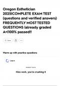 Oregon Esthetician 2025&vert;COMPLETE EXAM TEST &lpar;questions and verified answers&rpar; FREQUENTLY MOST TESTED QUESTIONS &vert;already graded A&plus;&vert;100&percnt; passed&excl;&excl;