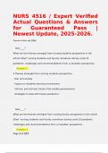 NURS 4516 &sol; Expert Verified Actual Questions & Answers for Guaranteed Pass &vert; Newest Update&comma; 2025-2026&period; 