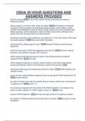 OSHA 30 HOUR QUESTIONS AND  ANSWERS PROVIDED 