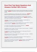 Econ Post Test Quick Questions And  Answers Verified 100&percnt; Correct
