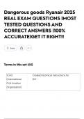 Dangerous goods Ryanair 2025 REAL EXAM QUESTIONS &vert;MOST TESTED QUESTIONS AND CORRECT ANSWERS &vert;100&percnt; ACCURATE&vert;GET IT RIGHT&excl;&excl;