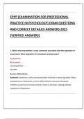 EPPP &lpar;EXAMINATION FOR PROFESSIONAL  PRACTICE IN PSYCHOLOGY&rpar; EXAM QUESTIONS  AND CORRECT DETAILED ANSWERS 2025  &lpar;VERIFIED ANSWERS&rpar;