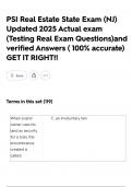 PSI Real Estate State Exam &lpar;NJ&rpar; Updated 2025 Actual exam &lpar;Testing Real Exam Questions&rpar;and verified Answers &lpar; 100&percnt; accurate&rpar; GET IT RIGHT&excl;&excl;