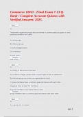 Commerce 1BA3 - Final Exam 7-13 Q-Bank &sol; Complete Accurate Quizzes with Verified Answers&sol; 2025&period;     Quiz&lowbar;&lowbar;&lowbar;&lowbar;&quest; 1&rpar;    Temporarily organized groups that are formed to achieve particular goals or solve particular problems are called     A&rpar; work groups&period;    B&rpar; 