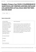 Pediatric Primary Care PNCB 2 COMPREHENSIVE QUESTIONS AND VERIFIED ANSWERS &lpar;DETAILED & ELABORATED&rpar; ACTUAL EXAM 2025 TEST 100&percnt; SOLVED 2025&excl;&excl;