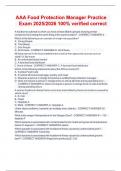 AAA Food Protection Manager Practice  Exam 2025&sol;2026 100&percnt; verified correct 