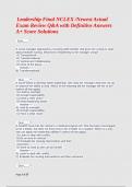  Leadership Final NCLEX &sol;Newest Actual Exam Review Q&A with Definitive Answers A&plus; Score Solutions    Quiz&lowbar;&lowbar;&lowbar;&lowbar;&quest;  A nurse manager approaches a nursing staff member and gives her a book to read about bedside nursing&period; What kind of leadership is the manager us