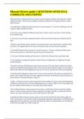 Missouri Drivers guide &vert;&vert; QUESTIONS WITH FULL COMPLETE SOLUTIONS&excl;&excl;