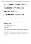 ENG1515 ASSIGNMENT 2 MEMO &lpar; COMPLETE ANSWERS &rpar; DUE DATE 17th JUNE 2025 GUARANTEED DISTINCTION&period;