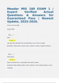 Meader MIS 180 EXAM 1 &sol; Expert Verified Actual Questions & Answers for Guaranteed Pass &vert; Newest Update&comma; 2025-2026&period; 