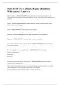 Nurs 3310 Test 1 &lpar;Black&rpar; Exam Questions With correct Answers 
