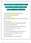 LIFE & HEALTH INSURANCE EXAM COLORADO EXAM QUESTIONS AND ANSWERS 2025&sol;2026