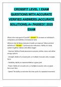 CROSSFIT LEVEL 1 EXAM QUESTIONS WITH ACCURATE VERIFIED ANSWERS &lpar;ACCURATE SOLUTIONS&rpar; A&plus; PASSED&excl;&excl; 2025 EXAM