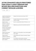 ATI RN COMMUNITY HEALTH PROCTORED EXAMS LATEST VERSIONS AND RETAKE QUESTIONS AND CORRECT DETAILED ANSWERS