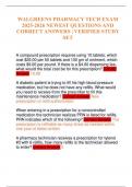 WALGREENS PHARMACY TECH EXAM 2025-2026 NEWEST QUESTIONS AND CORRECT ANSWERS &vert; VERIFIED STUDY SET