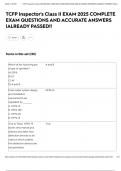 TCFP Inspector's Class II EXAM 2025 COMPLETE EXAM QUESTIONS AND ACCURATE ANSWERS &vert;ALREADY PASSED&excl;&excl;