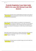 Pesticide Regulation Exam Study Guide 2020 &lpar;CA&rpar; exam 2025 &vert;Actual Exam With Answers