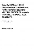 Security BST Exam &lpar;2025&rpar; comprehensive questions and verified detailed solutions &lpar; MULTIPLE CHOICES&rpar;&vert;complete solutions&vert;A&plus; GRADED &vert;100&percnt; CORRECT&excl;&excl;