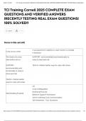 TCI Training Cornell 2025 COMPLETE EXAM QUESTIONS AND VERIFIED ANSWERS &vert;RECENTLY TESTING REAL EXAM QUESTIONS&vert; 100&percnt; SOLVED&excl;&excl;