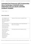 Automated Test Framework &lpar;ATF&rpar; Fundamentals Micro-Certification COMPLETE EXAM QUESTIONS AND ACCURATE ANSWERS &vert;ALREADY PASSED&excl;&excl;