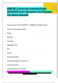 EMR BC Provincial Licensing Exam  2025&sol;2026 Exam Questions and Answers  &vert; A&plus; Score Assured