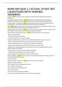 NURS 602 QUIZ 1 &vert; ACTUAL STUDY SET &vert; QUESTIONS WITH VERIFIED ANSWERS