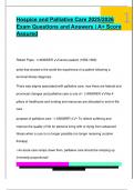  Hospice and Palliative Care 2025&sol;2026  Exam Questions and Answers &vert; A&plus; Score  Assured 