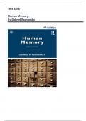 Test Bank - Human Memory 4th Edition by Gabriel Radvansky&comma; All  Chapters Covered&comma;&vert;&vert; Verified Newest Edition 2025