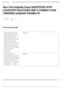 New York Adjuster Exam QUESTIONS WITH COMPLETE SOLUTIONS &lpar;100 &percnt; CORRECT AND VERIFIED&rpar; ALREADY PASSED &excl;&excl;&excl;&excl;