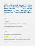 6552 Advanced Nurse Practice in Reproductive Health Care &lpar;FNP-OBGYN MIDTERM&rpar; Accurate Expert Verified for Guarantee Pass &vert; Latest Update  