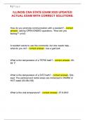 ILLINOIS CNA STATE EXAM 2025 UPDATED  ACTUAL EXAM WITH CORRECT SOLUTIONS&period; 