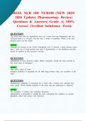 HESI&colon; NUR 100&sol; NUR100 &lpar;NEW 2025&sol; 2026 Update&rpar; Pharmacology Review&vert; Questions & Answers&vert; Grade A&vert; 100&percnt; Correct &lpar;Verified Solutions&rpar;- Fortis