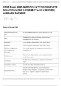CPRP Exam 2025 QUESTIONS WITH COMPLETE SOLUTIONS &lpar;100 &percnt; CORRECT AND VERIFIED&rpar; ALREADY PASSED&excl;&excl;
