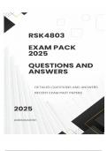 RSK4803 EXAM PACK 2025 - DETAILED QUESTIONS AND ANSWERS 